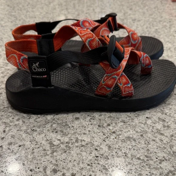 Chaco Black Sandal Patterned Z-Strap Toe Loop Women’s 8 MADE IN USA - Picture 8 of 10